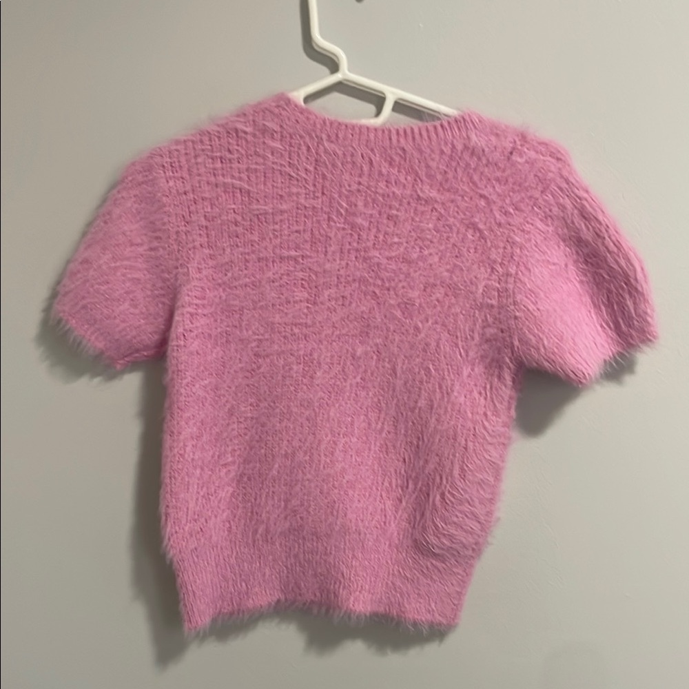 Zara Pink Fuzzy Knit Top with Rhinestones - Picture 3 of 3